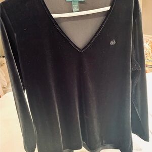 Ralph Lauren Black Velvet Long Sleeve Top